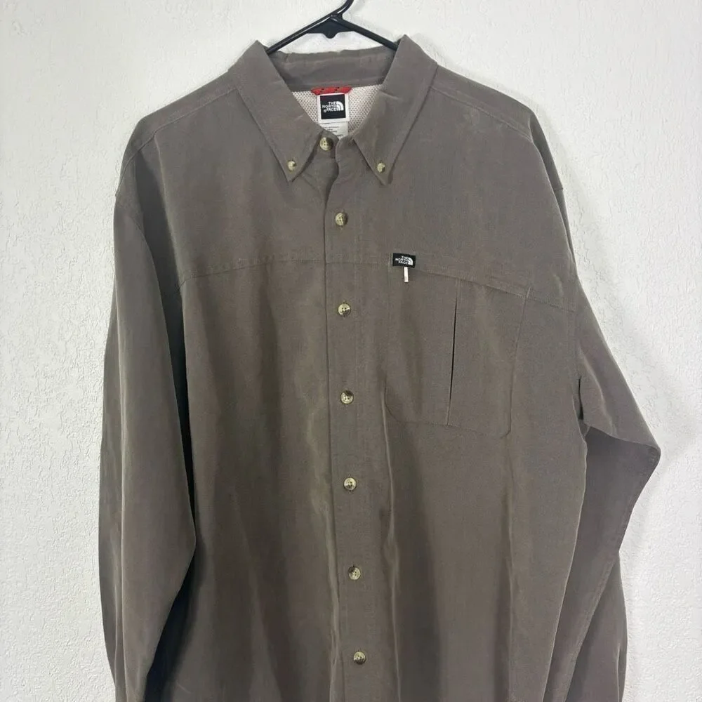 The North‎ Face Brown Modal Collared Button Down Shirt Men's Size Large